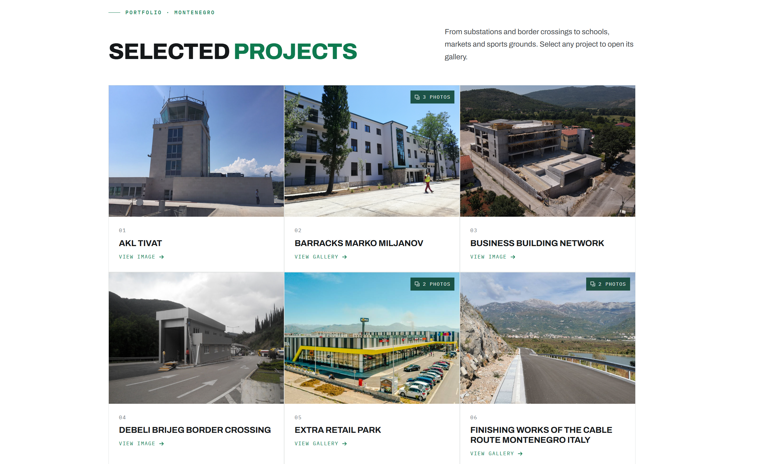 Eurozox selected projects portfolio grid with galleries