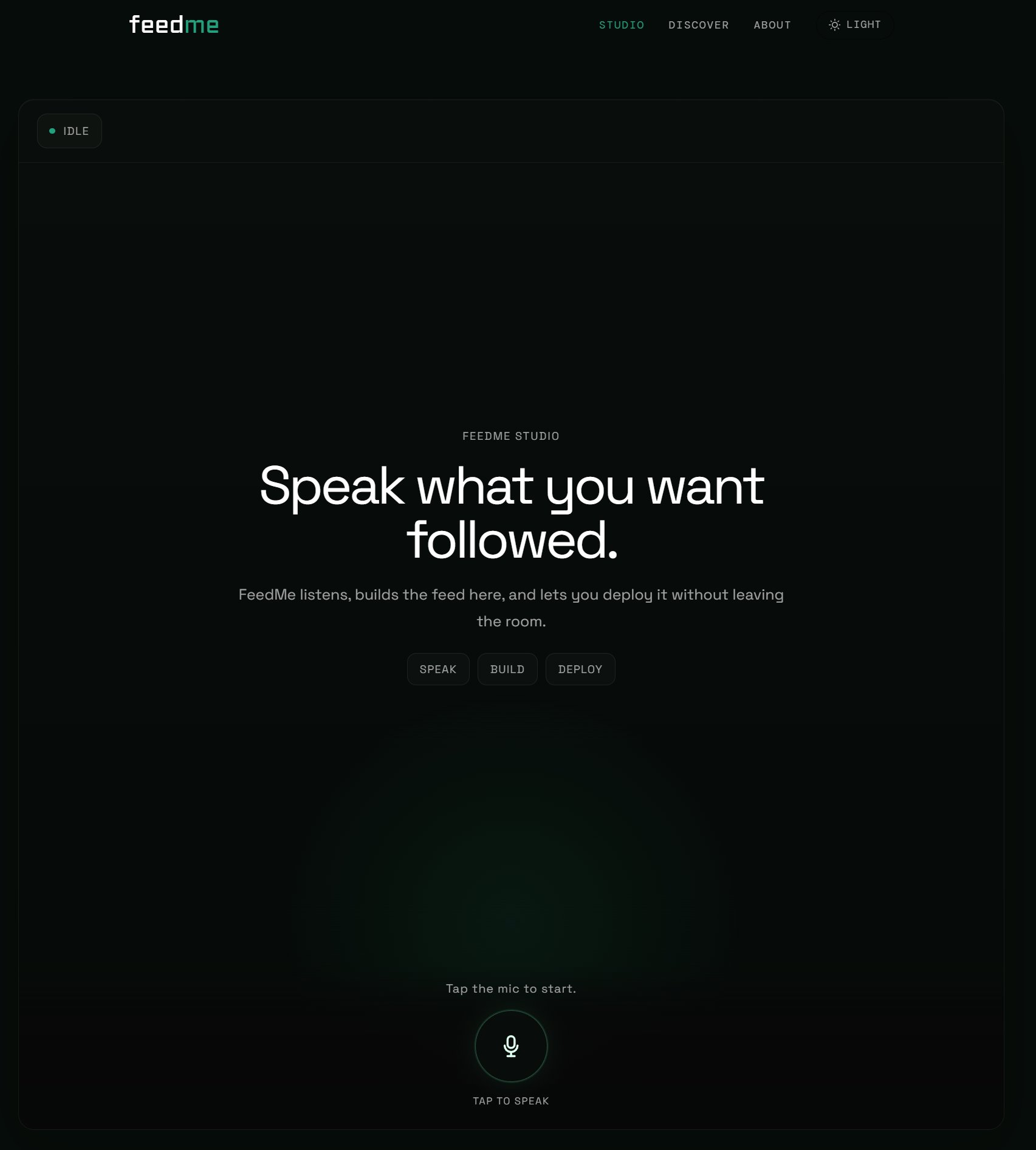 FeedMe Studio - voice agent capture interface